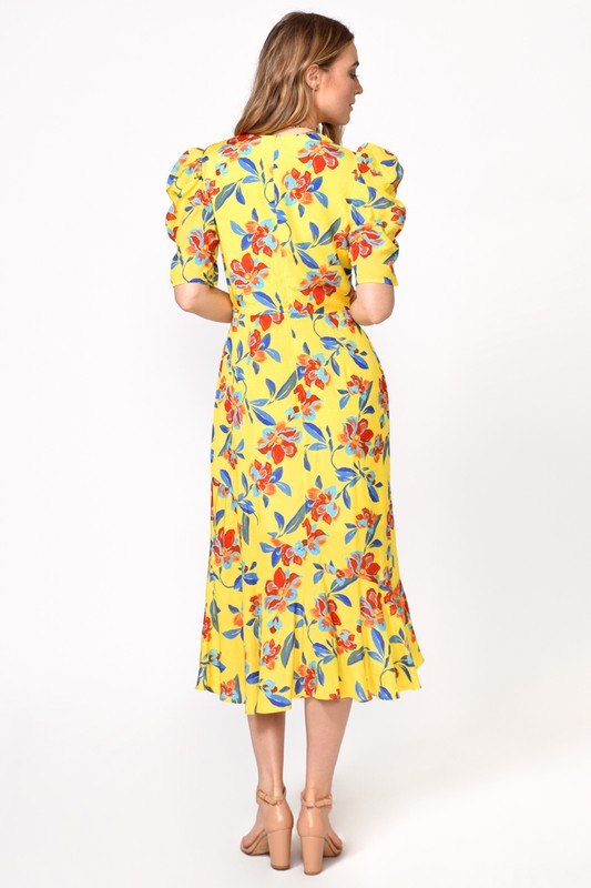 Brenda Floral Puff Sleeves Maxi Dress