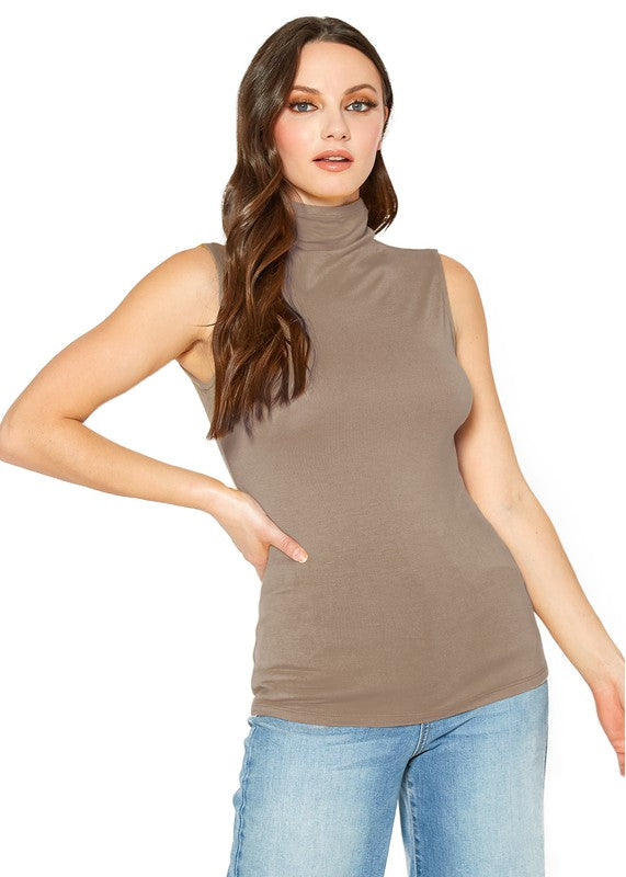 BELLATRIX Sleeveless Turtle Neck Fitted Top
