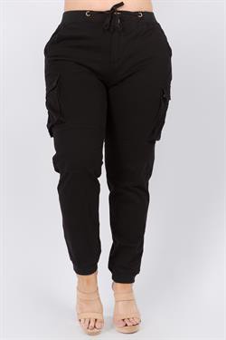 Plus Size Cargo Pocket Joggers With Drawstrings