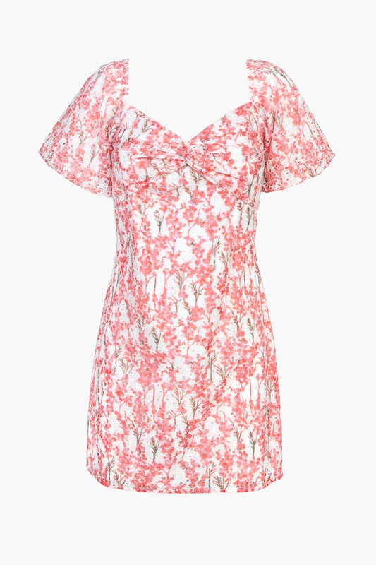 Collen Embroidered Lace Puff Sleeve Dress
