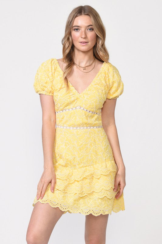 Remi Embroidered Tiered Dress