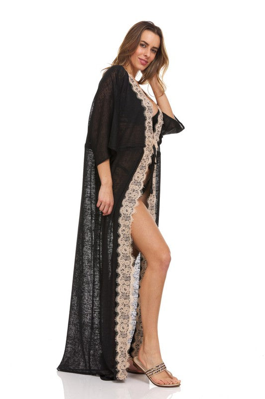 Robe Cover Up With Lace Trim