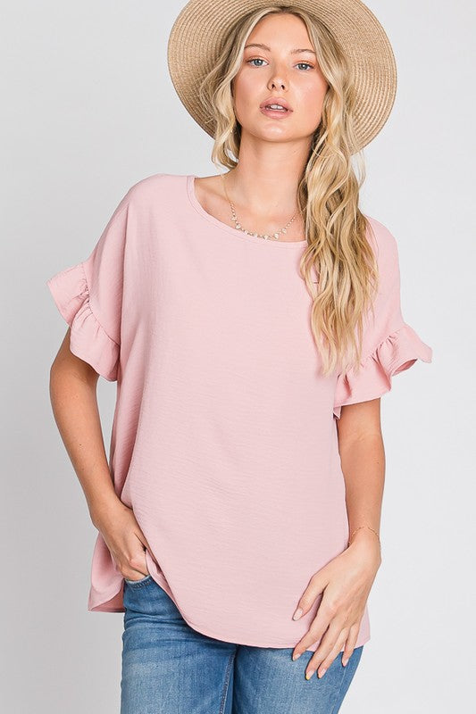 Ruffle Sleeve Loose Fit Every Day Top