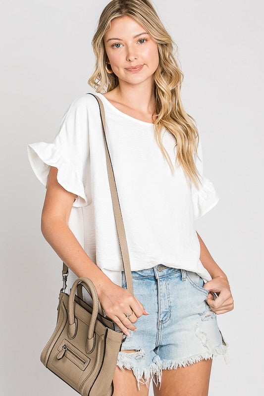 Ruffle Sleeve Loose Fit Every Day Top