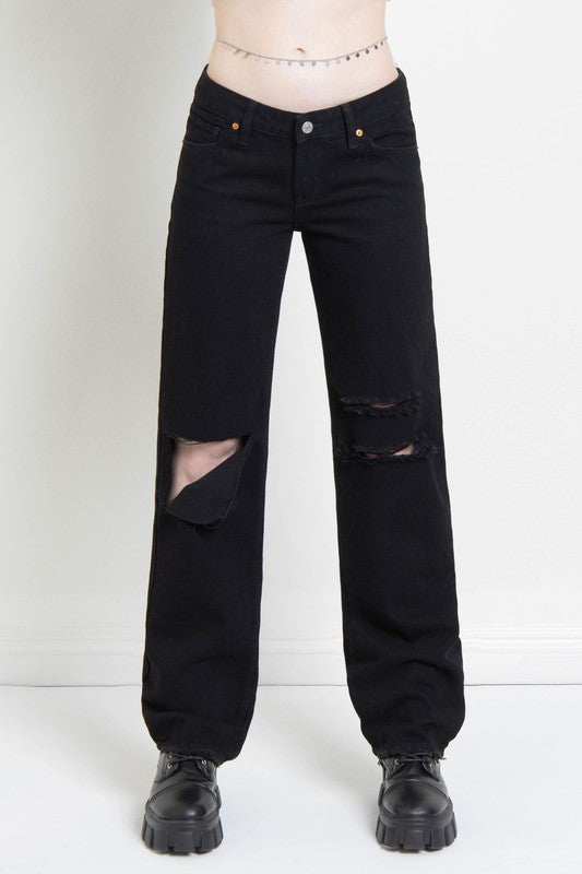 Low Rise Ripped Boyfriend Jeans