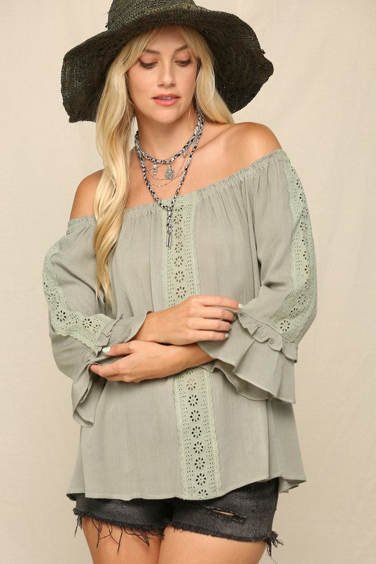 Lightweight Flowy Top With And Off-Shoulder