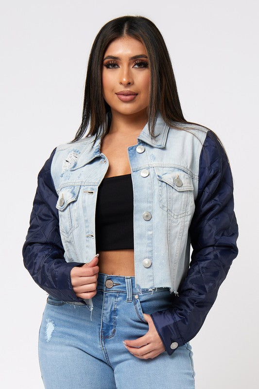 Mother The Cut And Paste Denim Combo Jacket In Blue | ModeSens