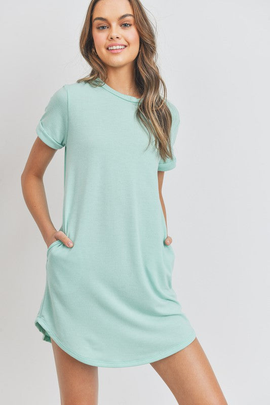 French Terry Pocket T Shirt Dress