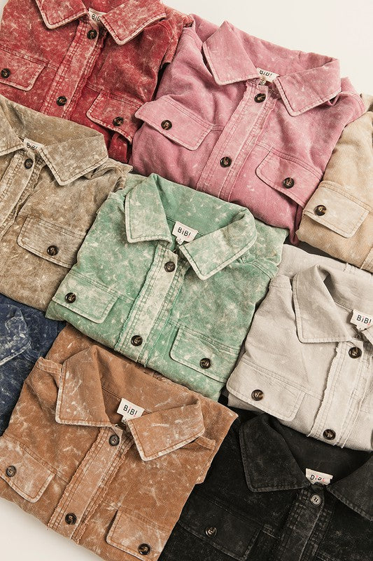 Vintage Washed Corduroy Buttoned Up Shirt Jacket