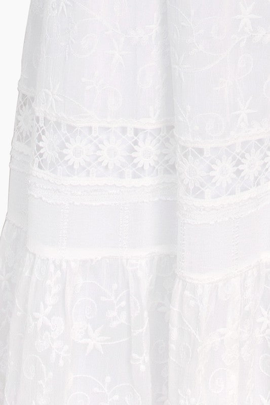 Avery Chiffon Mix Embroidered Midi Dress