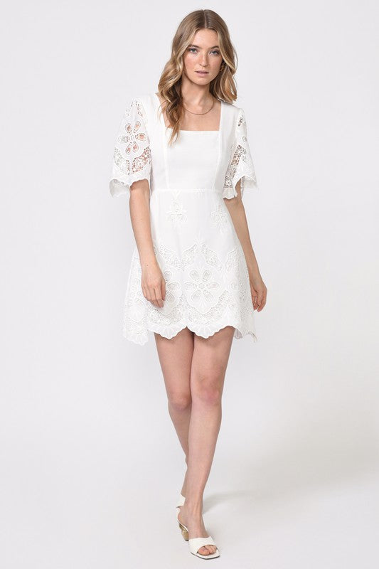 Bonvi Scalloped Embroidered Dress