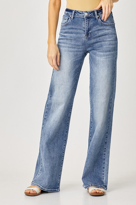 Mid-Rise Wide Leg Jeans