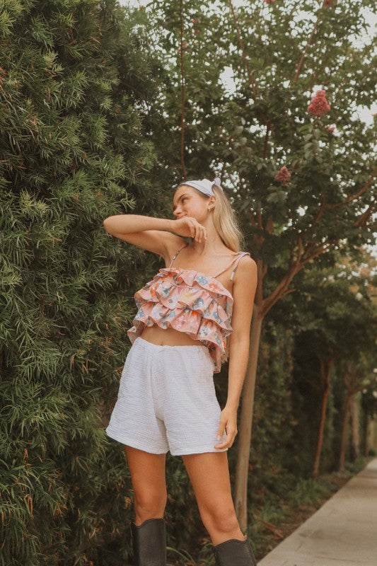 Dianthus Ruffled Cropped Top