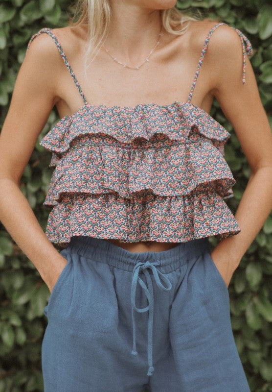 Dianthus Ruffled Cropped Top