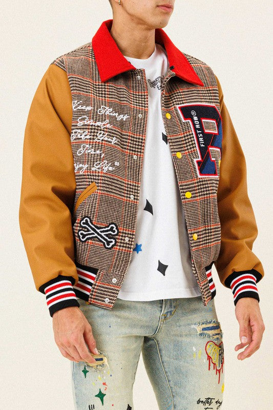 Glencheck Letterman Varsity Jacket