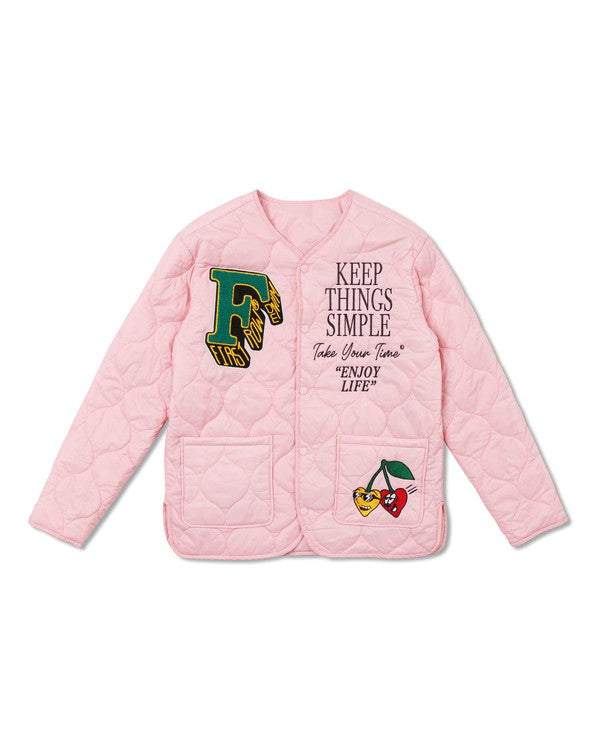 Letter Patch Quilted Liner Jacket
