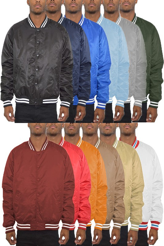 Mens Polyester Windbreaker Winter Bomber Jacket