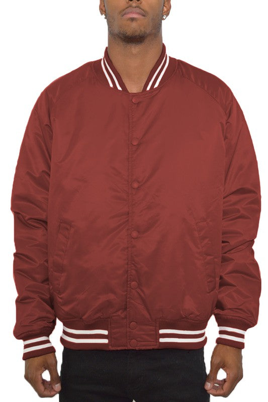 Mens Polyester Windbreaker Winter Bomber Jacket