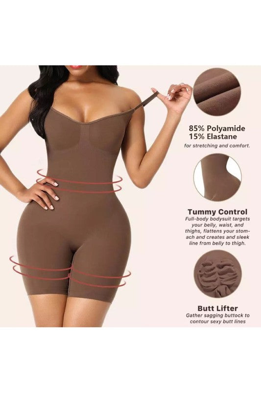 Strap Fitted Hip Lifting Seamless Corset Bodysuit