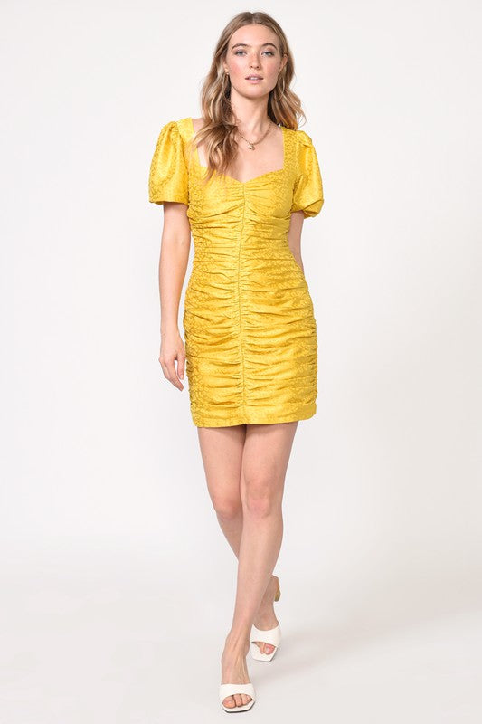 Nissa Puff Sleeve Jacquard Dress