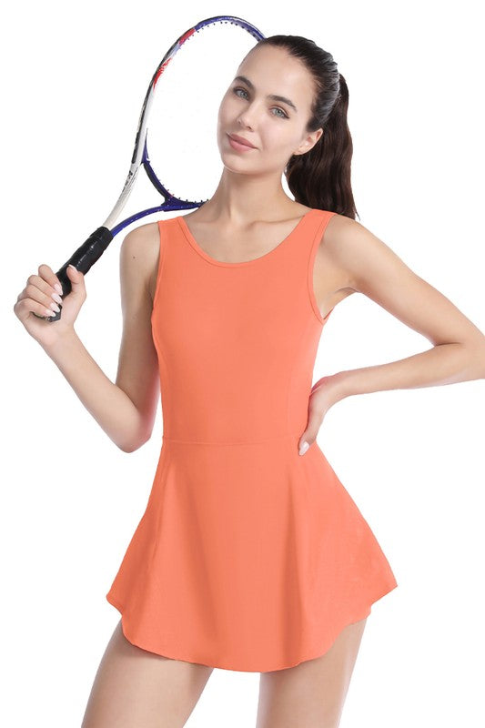 Solid Color Suspender Tennis Dress