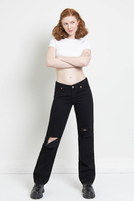 Low Rise Ripped Boyfriend Jeans