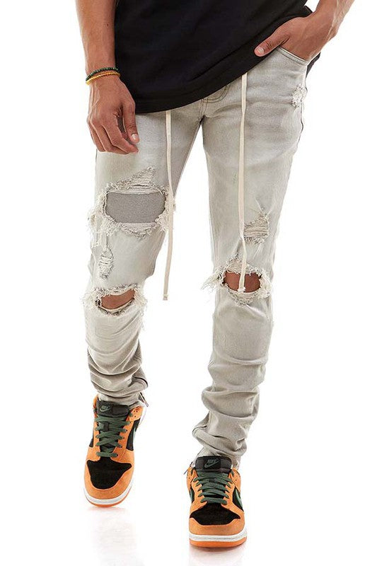 Under Patched Ankle Zip Jeans Skinny Fit