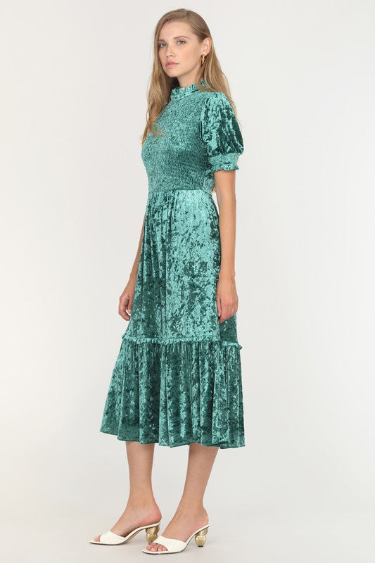 Sully Smocked Velvet Open Back Maxi Dress