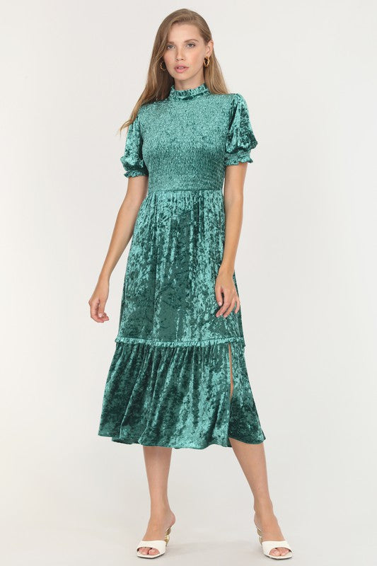 Sully Smocked Velvet Open Back Maxi Dress