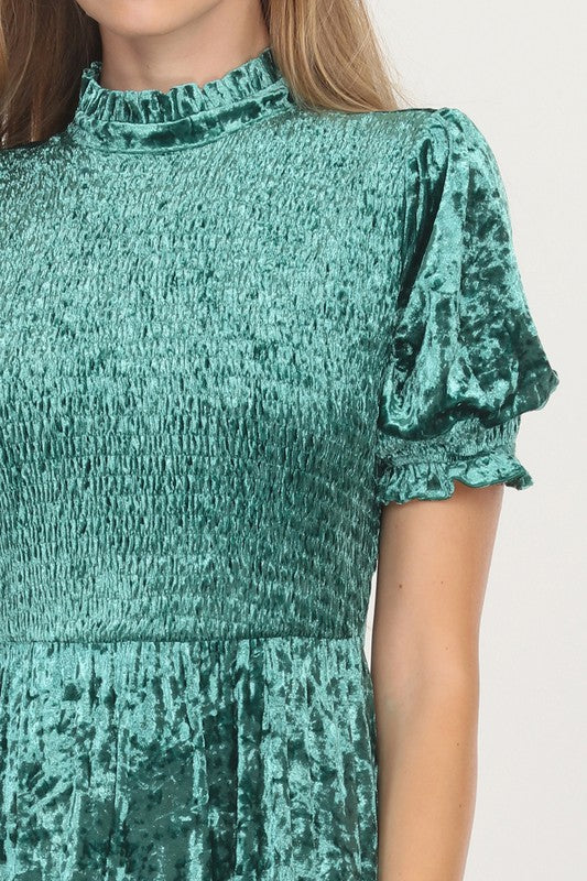Sully Smocked Velvet Open Back Maxi Dress
