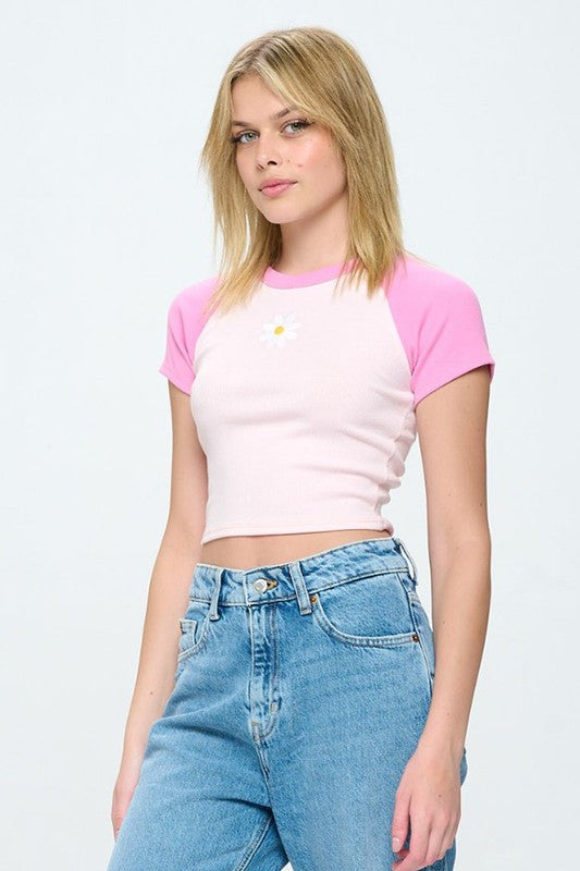 Floral/Butterfly Embroidered Knit Top