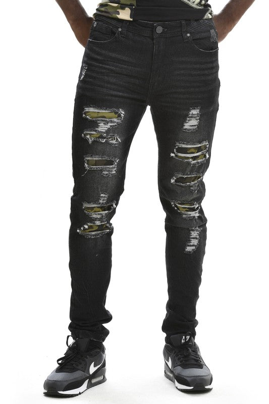 Premium Denim Jeans W/Camo Back Patches