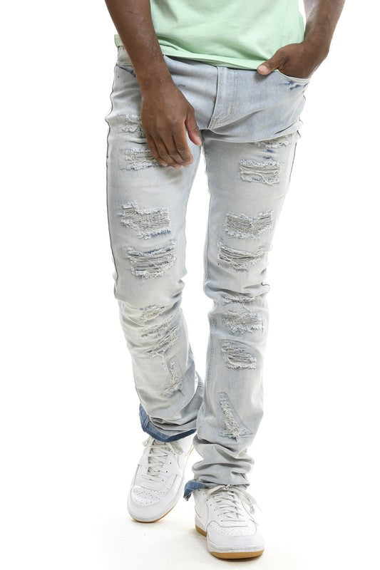Ripped/Repair Stacked Denim