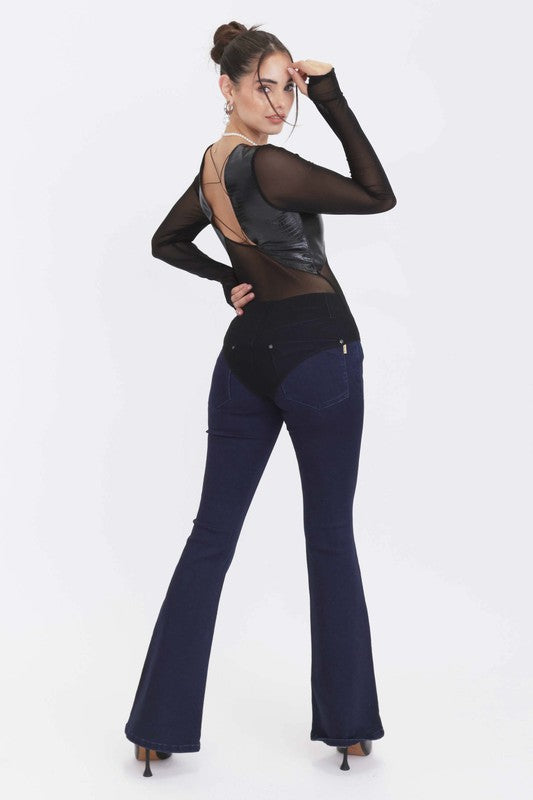 Low Rise Non-Distressed Flare Jeans