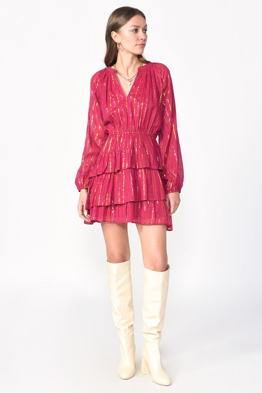 Hillary Lurex Ruffled Dress
