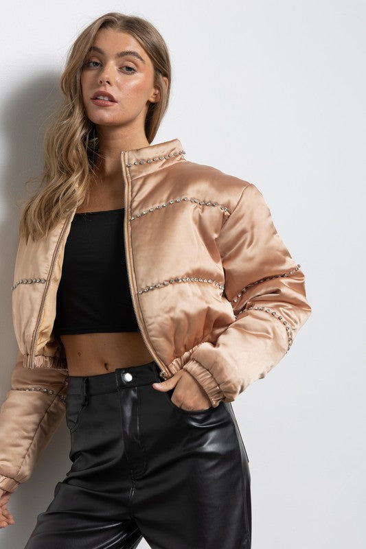 Satin Rhinestone Bomber Jacket – Jeans.com