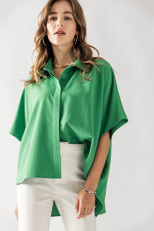 Short Dolman Sleeve Oversized Shirt