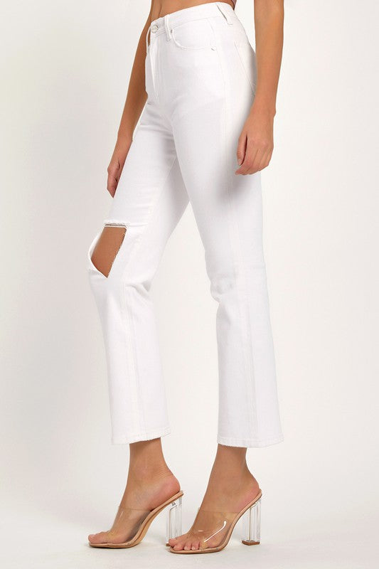 Plus Size Relaxed Distressed White Jeans