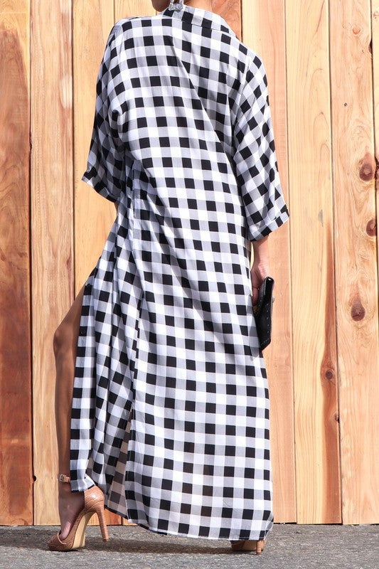Plaid Woven Long Shirt Dress