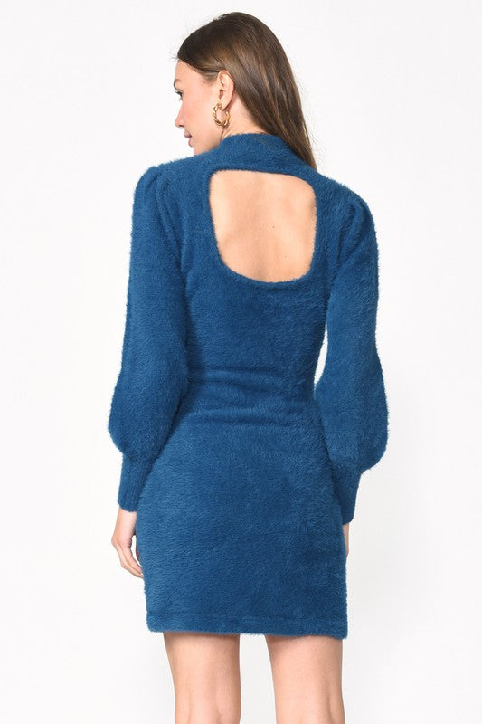 Victoria Scoop Back Mini Sweater Dress