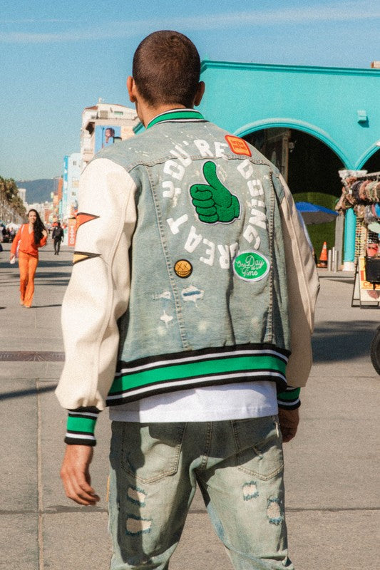 Spring Break Chenile Patch Denim Jacket