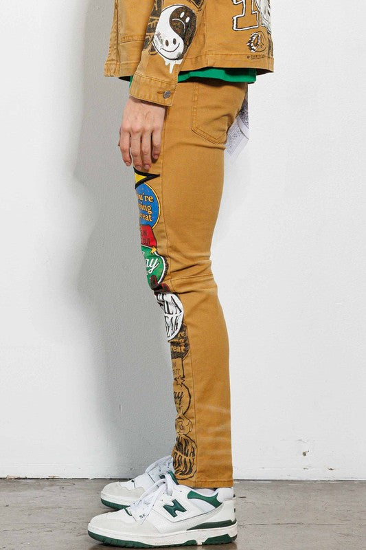 Spring Break Hand Drawing Slim Fit Pants