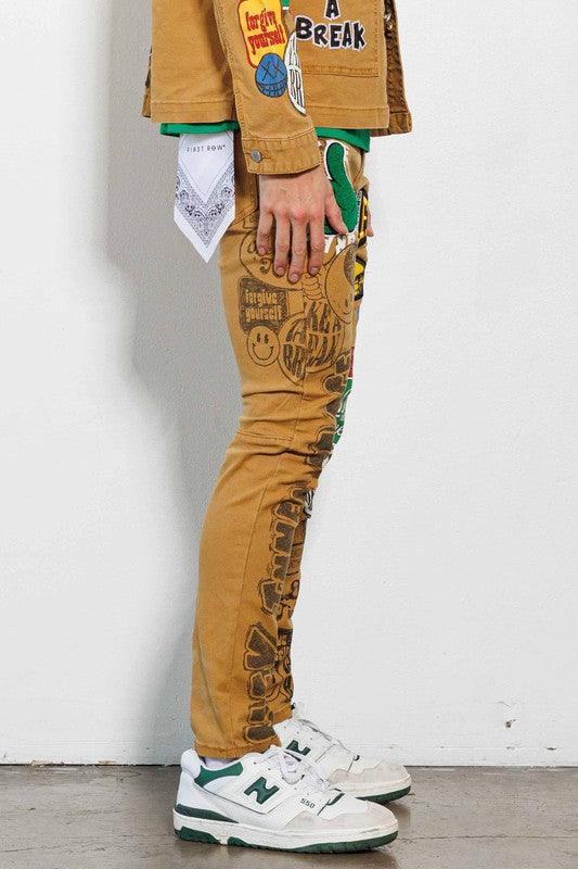 Spring Break Hand Drawing Slim Fit Pants
