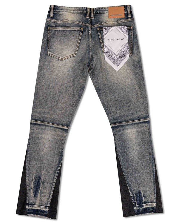 Multi Cargo W/Bottom Guset Slim Straight Denim