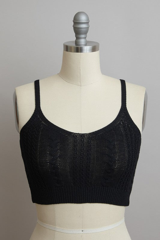 Cable Stitch Breathable Stretch Pull Over Brami