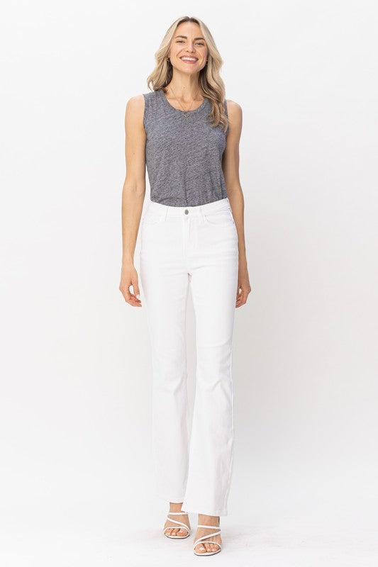 Mr Pure White W/ Hem Slit Bootcut