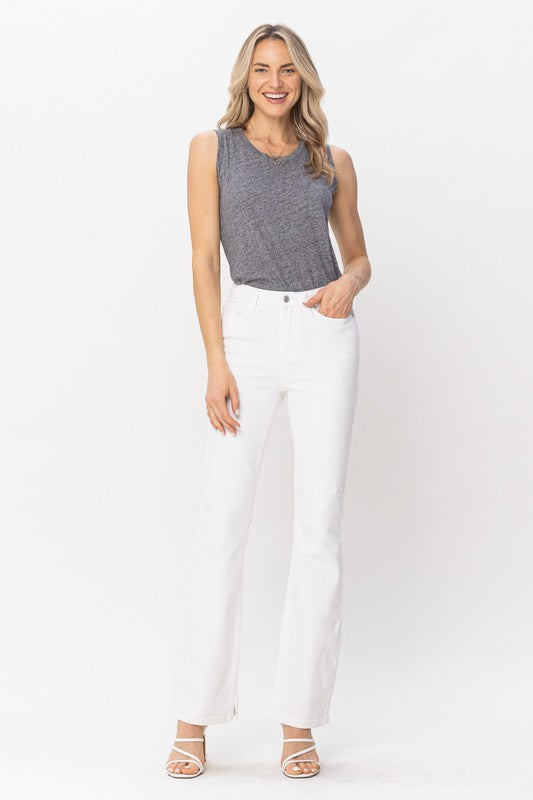 Mr Pure White W/ Hem Slit Bootcut
