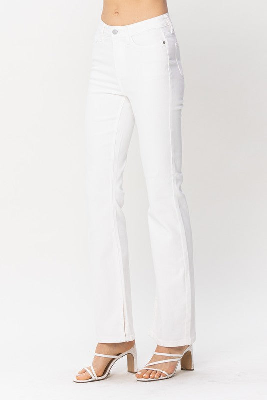 Mr Pure White W/ Hem Slit Bootcut