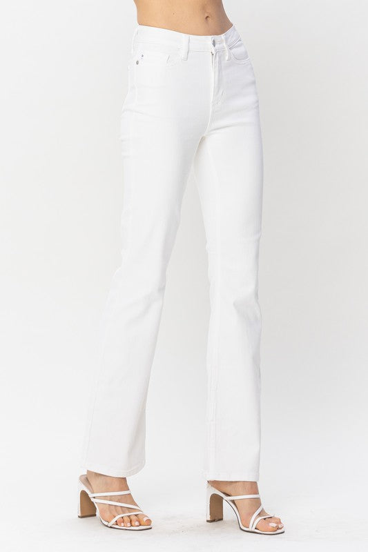 Mr Pure White W/ Hem Slit Bootcut