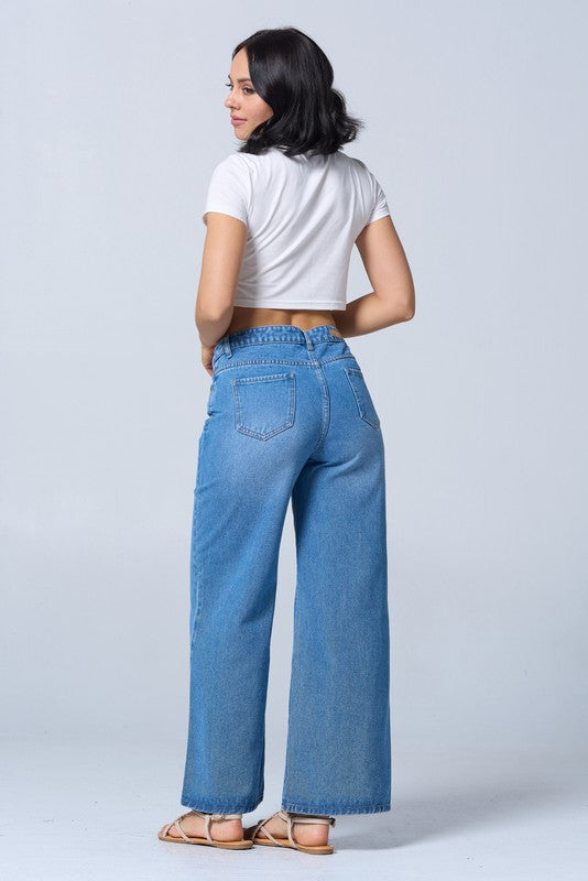 Wide Low Rise Straight Jeans Rh2216